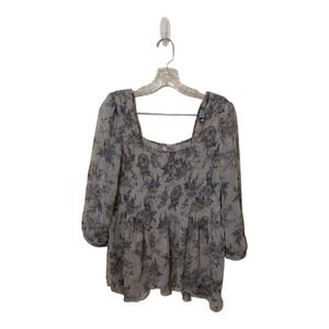 Free People Gray Ever After Smocked Top size Large